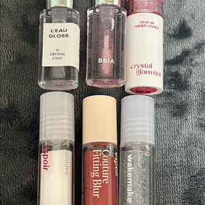 삐아 글로스 크리스탈로,별퐁당,클리오 글램 틴트 프레쉬체리,에스쁘아 립밀크,샤워피치,웨이크메이크 글로스(미니) 이미지