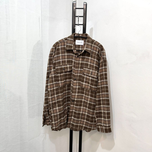 브라운 체크 오버핏셔츠 남방 겨울남방 4122 이미지