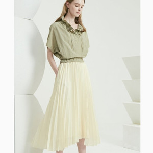 타임 TIME 플리츠 스커트 블록 원피스 55 사이즈 정품 이미지