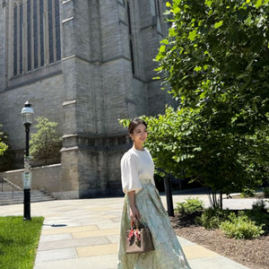 리라브리앙 민트 자가드 스커트 s