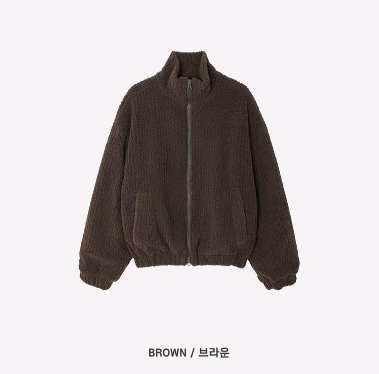 브라운 부클 후리스 패딩--4
