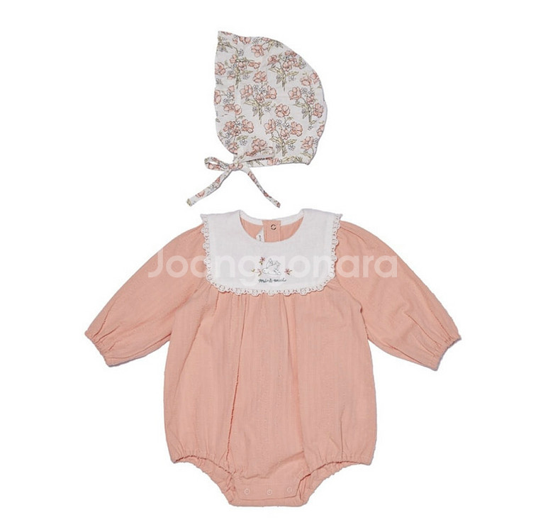 밍크뮤 바디수트 12m(80사이즈) 모자세트--4