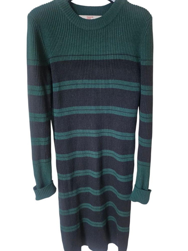 에잇세컨즈 다크그린 스트라이프 니트 원피스 S 85사이즈--4