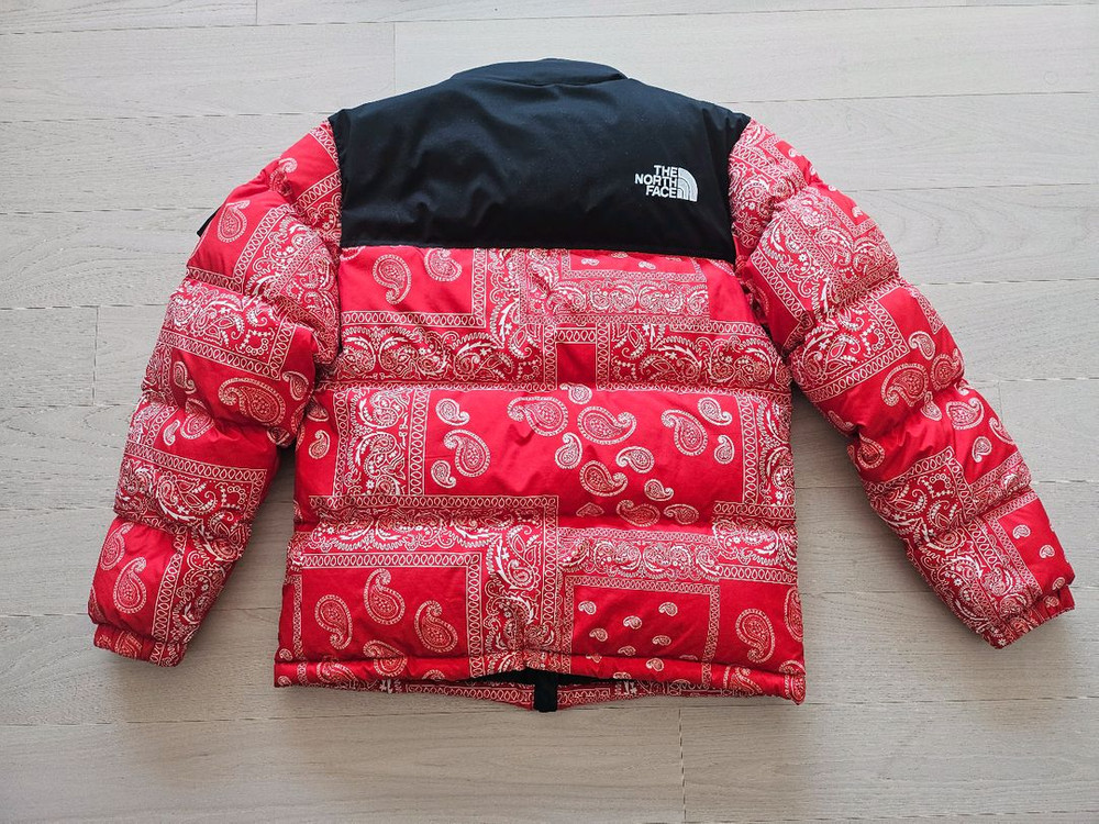 노스페이스 x 케이스스터디 콜라보 페이즐리 반다나 레드--1
