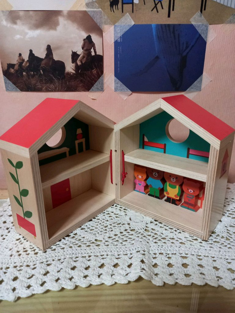 (택포)웅진 오브레인 곰돌이집/ 인형하우스/ 원목장식품 이미지