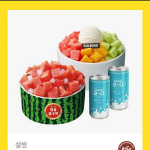 설빙 수박듬뿍화채설빙+과일흠뻑화채설빙 기프티콘