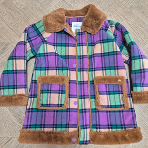 베네통 키즈 체크 퍼 코트 130