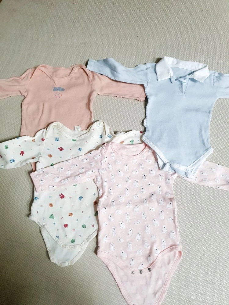 아기 긴팔 바디수트 4벌 일괄 이미지