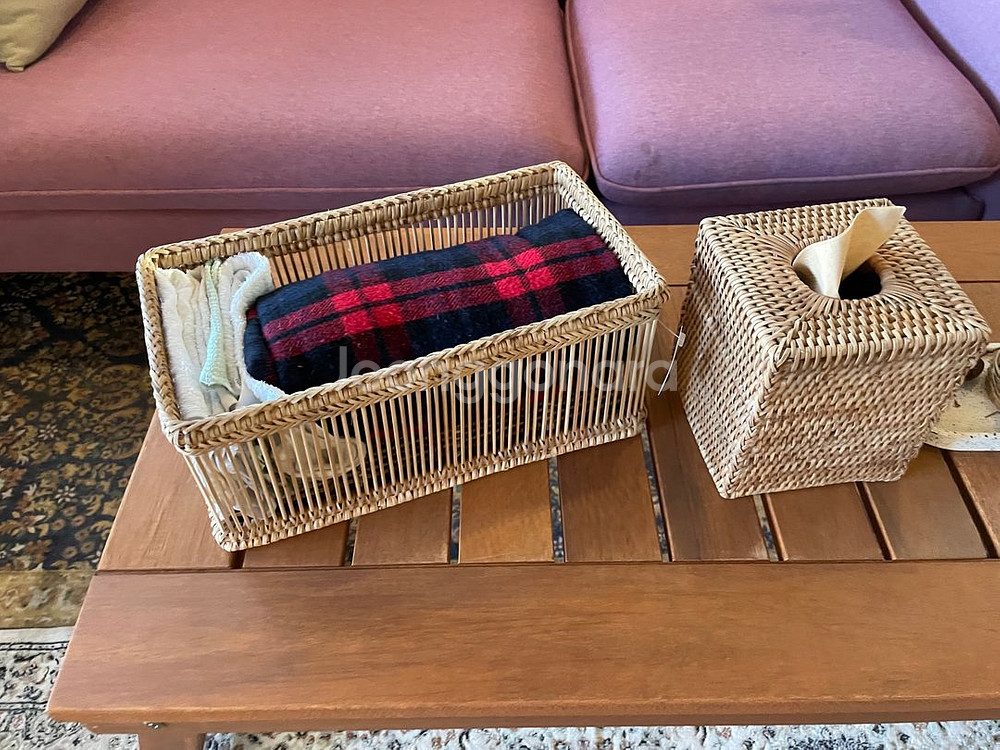 라탄 바구니 수납함 대나무바구니 새제품--2
