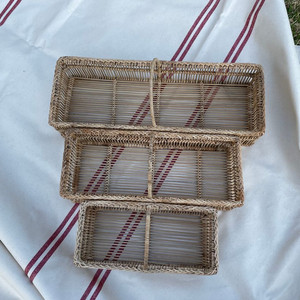 라탄 손잡이 수납바구니 3사이즈 세트 새상품