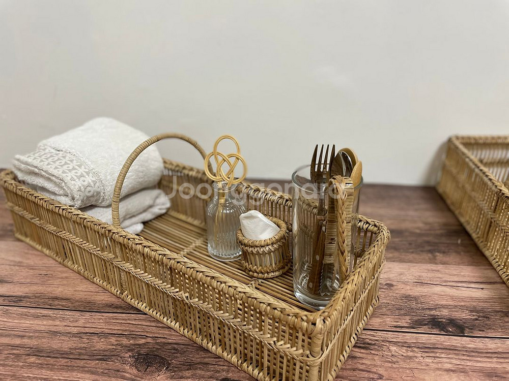 라탄 손잡이 수납바구니 3사이즈 세트 새상품--2