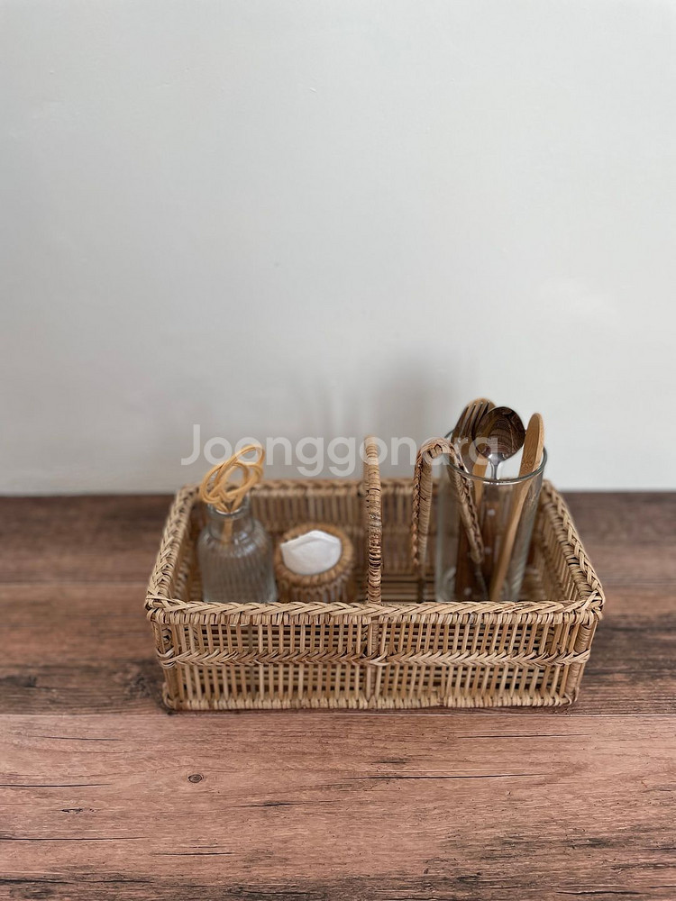 라탄 손잡이 수납바구니 3사이즈 세트 새상품--1