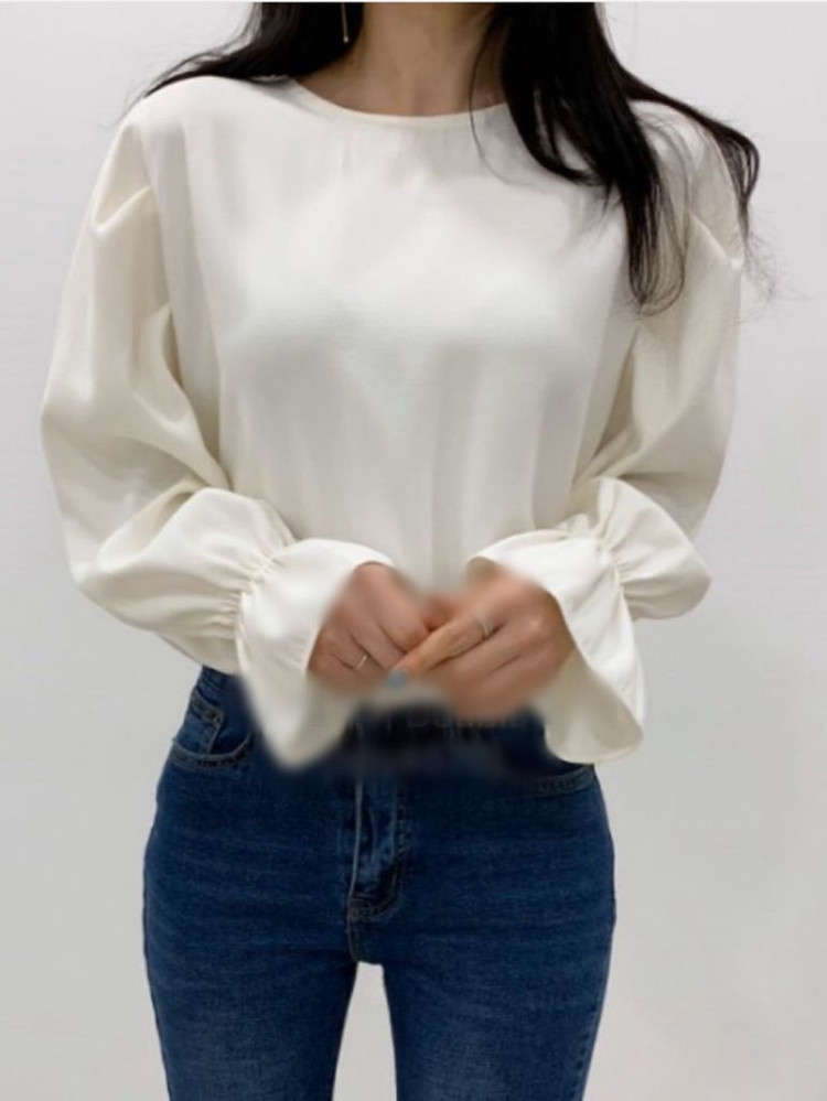(무료배송) 퍼프 소매 여리 블라우스 아이보리--2