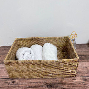 라탄 사각수납바구니 보관함 라탄바스켓