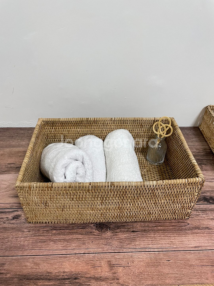 라탄 사각수납바구니 보관함 라탄바스켓--1