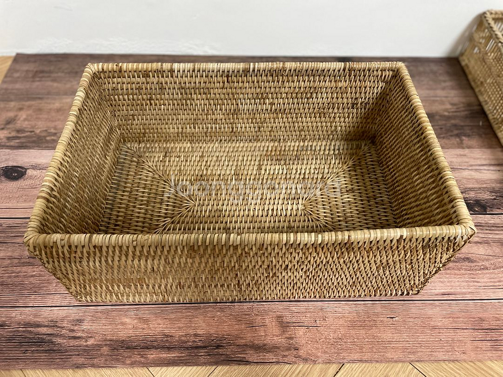 라탄 사각수납바구니 보관함 라탄바스켓--3
