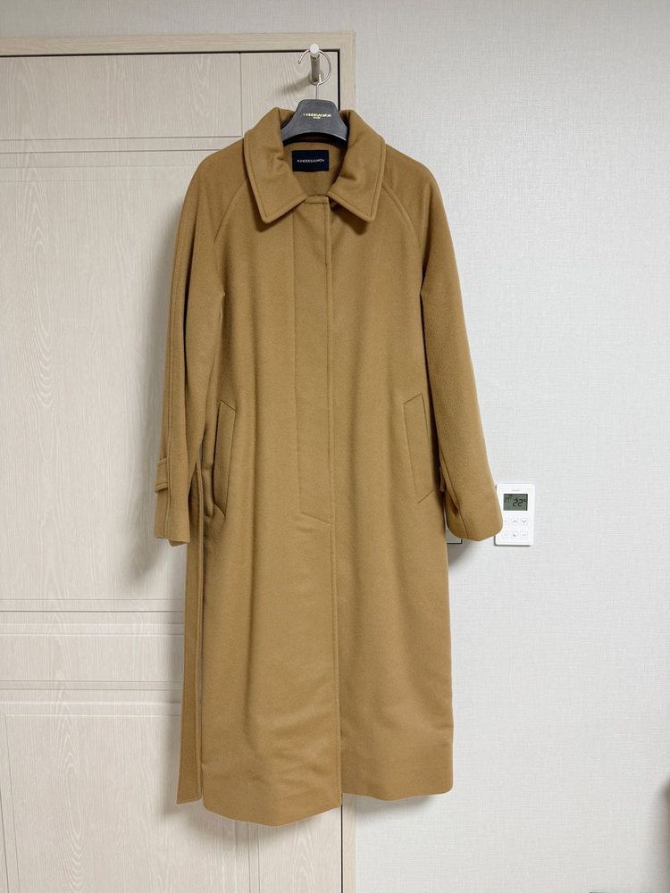 [FREE] 킨더살몬 캐시미어 싱글 코트 카멜 이미지