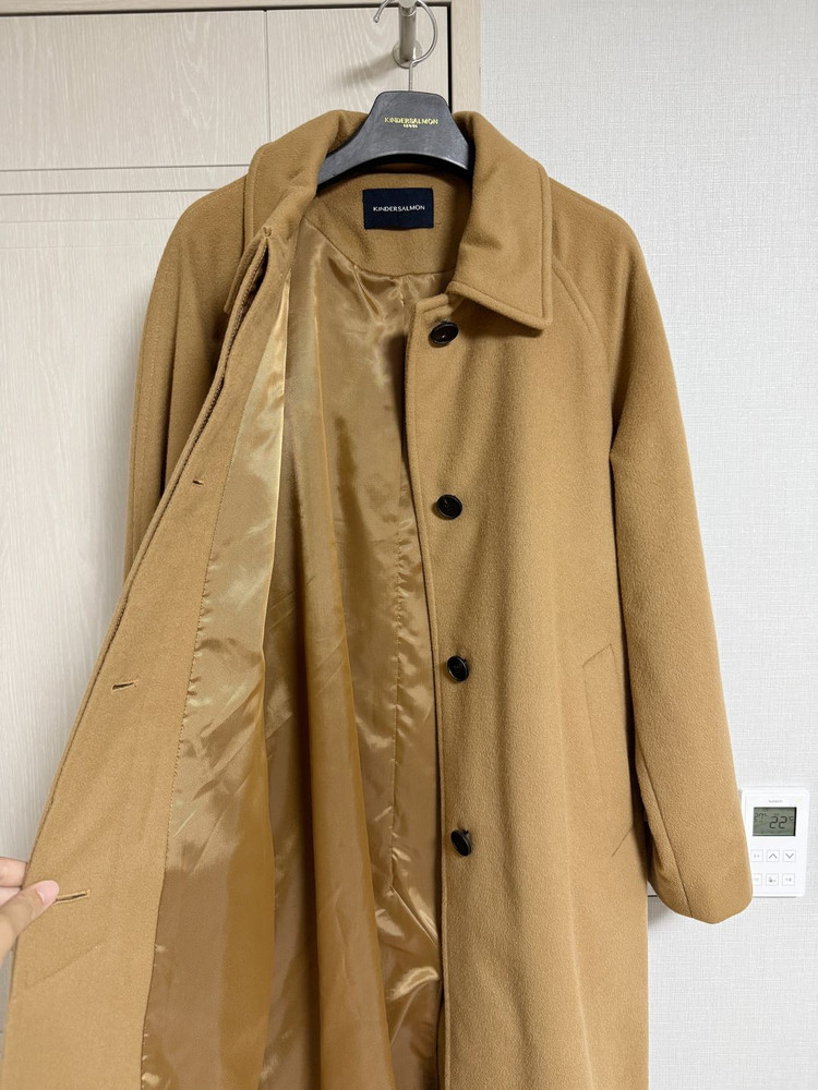[FREE] 킨더살몬 캐시미어 싱글 코트 카멜 이미지