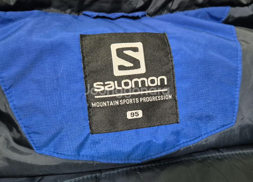 살로몬 블루/블랙 800 구스 다운 대장급 베네통st 패딩--1