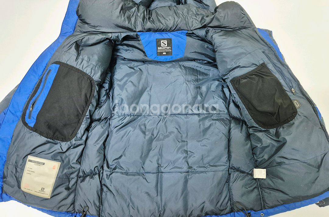 살로몬 블루/블랙 800 구스 다운 대장급 베네통st 패딩--2