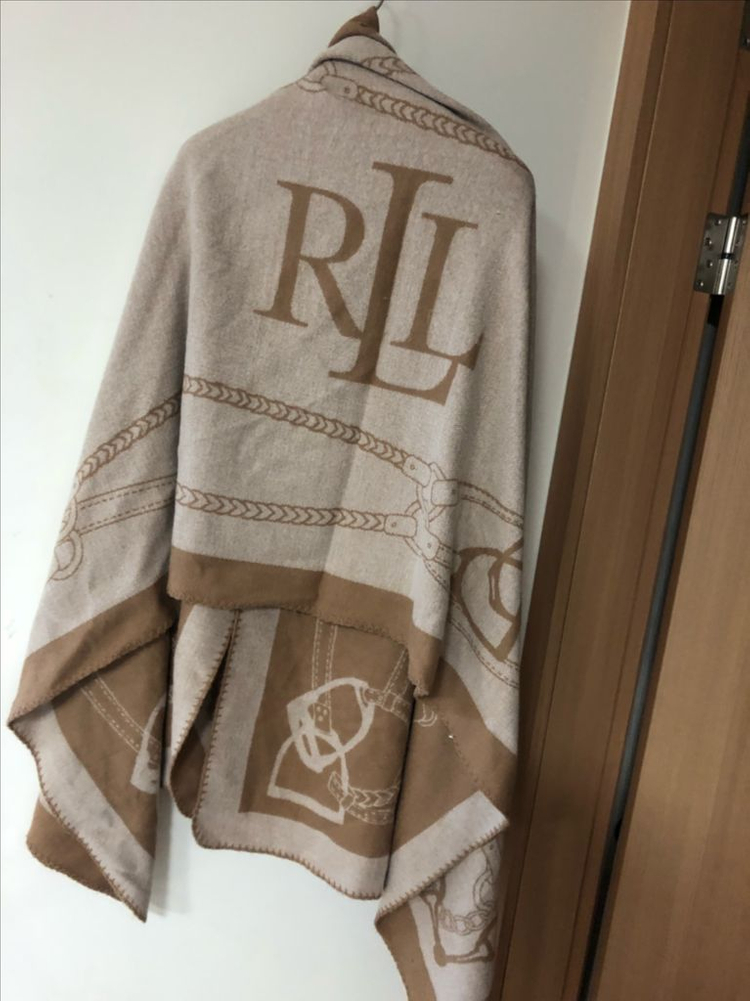 폴로 로렌 랄프로렌 22년 이퀘스트리언 자카드 랩 스카프 양면 대형숄 케이프--1