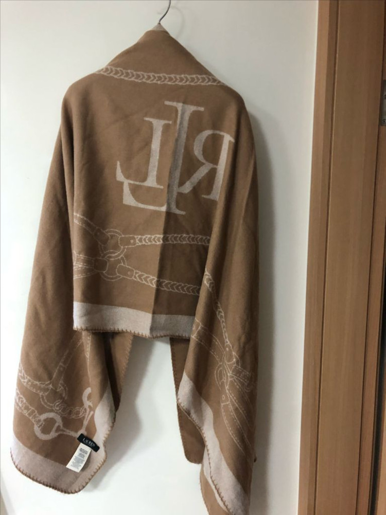 폴로 로렌 랄프로렌 22년 이퀘스트리언 자카드 랩 스카프 양면 대형숄 케이프--2