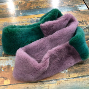 컬러 통밍크 천연 퍼 롱 워머 목도리 머플러 양면