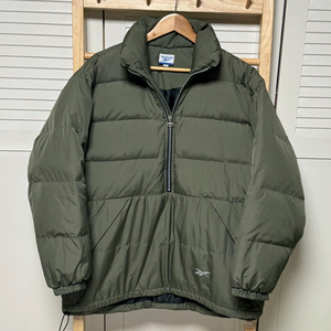 리복 00s 카키 푸퍼 반집업 아노락 패딩 자켓
