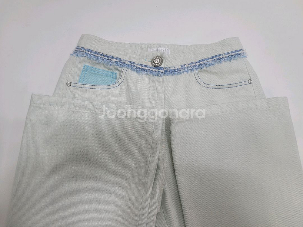 TIME 21SS 한섬 타임 와이드핏 데님 청바지 / 여 64 민트 연청--2