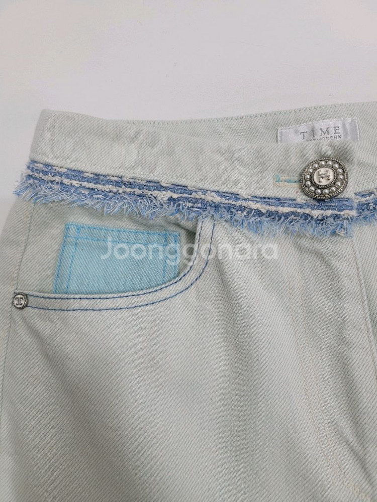 TIME 21SS 한섬 타임 와이드핏 데님 청바지 / 여 64 민트 연청--4