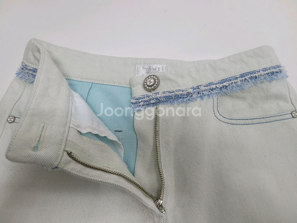 TIME 21SS 한섬 타임 와이드핏 데님 청바지 / 여 64 민트 연청--6