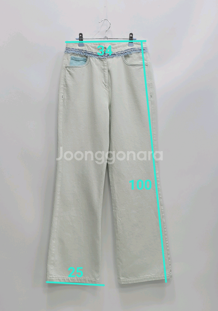 TIME 21SS 한섬 타임 와이드핏 데님 청바지 / 여 64 민트 연청--9