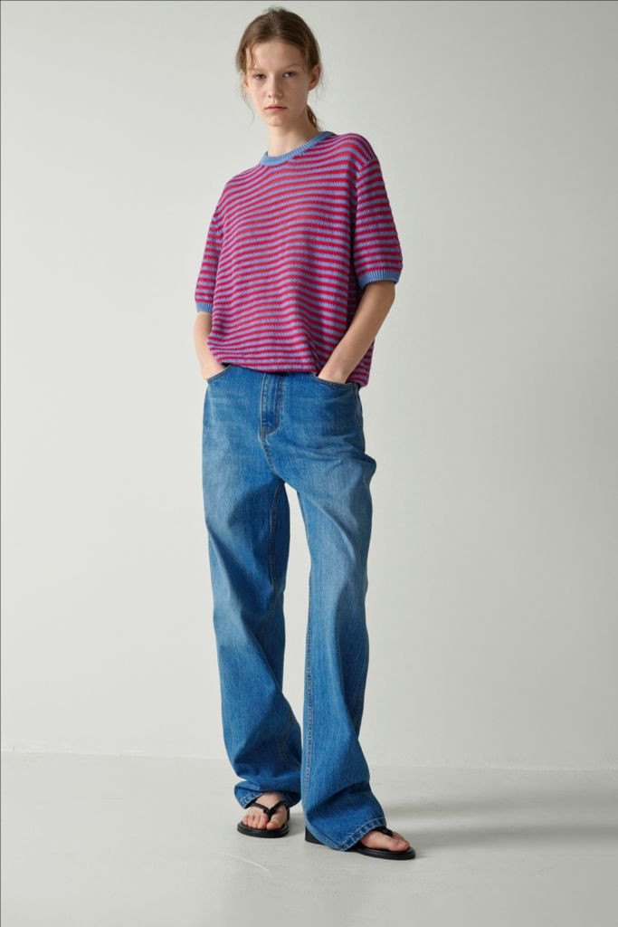 [XS] 파사드패턴 클래식 테이퍼드 데님 블루 인디고--2