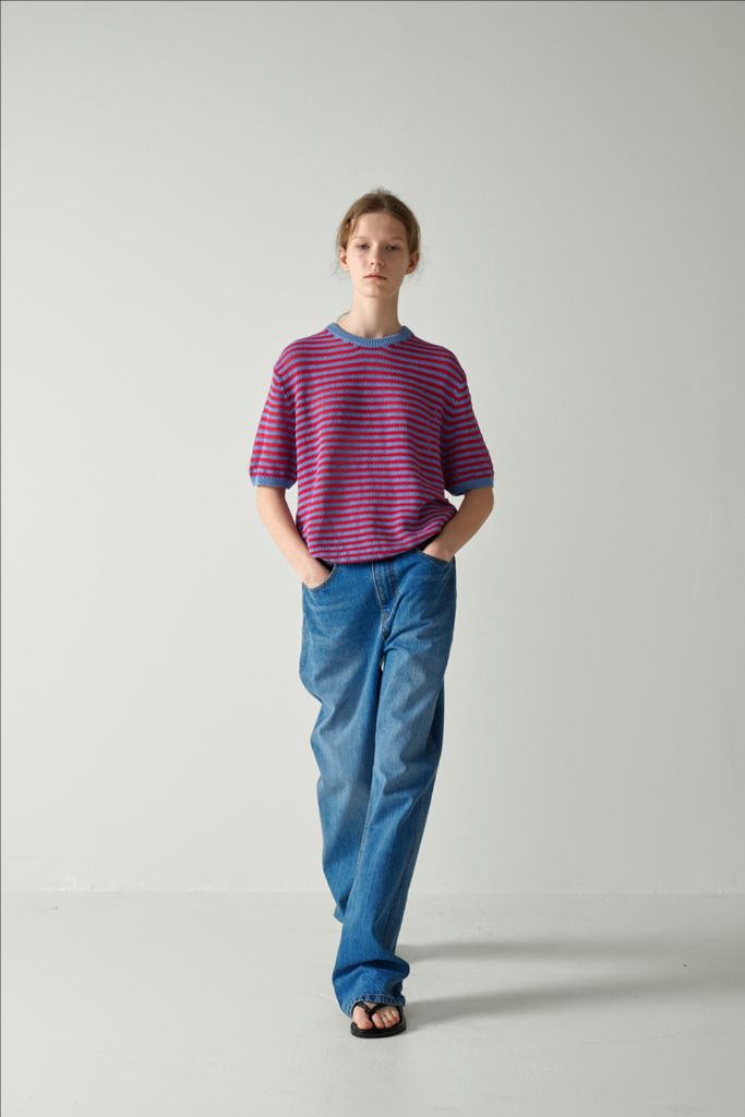 [XS] 파사드패턴 클래식 테이퍼드 데님 블루 인디고--4