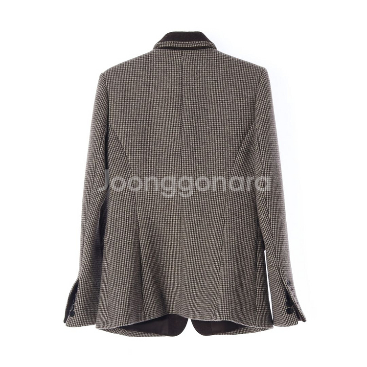 AND YOU 앤유 울100% 브라운 체크 울 자켓 싱글 재킷--1