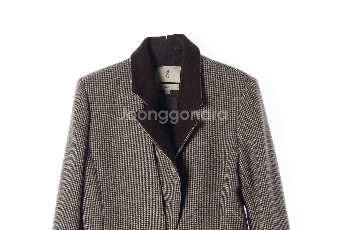 AND YOU 앤유 울100% 브라운 체크 울 자켓 싱글 재킷--2