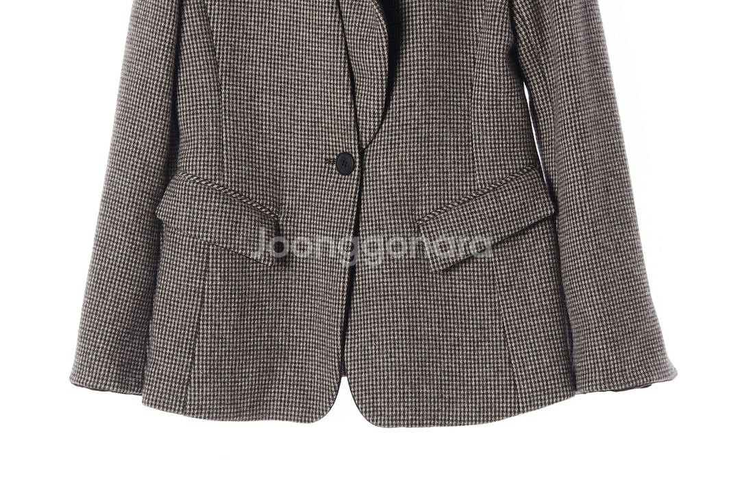 AND YOU 앤유 울100% 브라운 체크 울 자켓 싱글 재킷--3