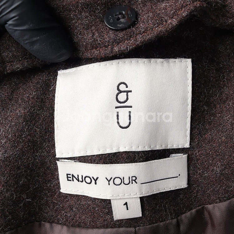 AND YOU 앤유 울100% 브라운 체크 울 자켓 싱글 재킷--4