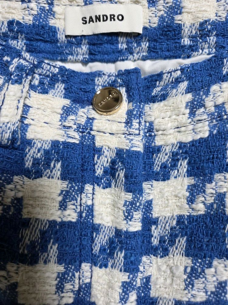 산드로 SANDRO 하운드투스 체크 트위드 스커트--8