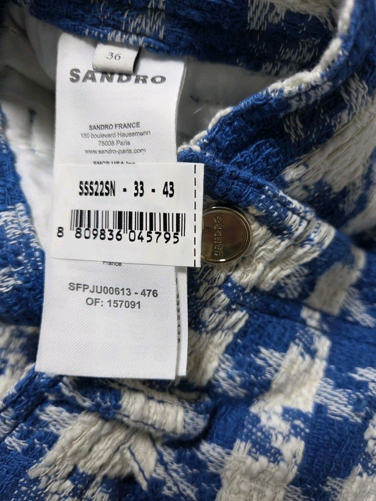 산드로 SANDRO 하운드투스 체크 트위드 스커트--9