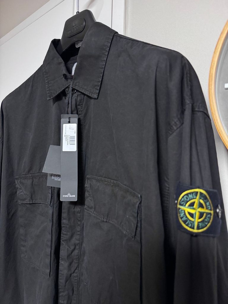 [XL] 스톤아일랜드 투포켓 블랙 올드이펙트 오버셔츠 (국내매장판)--1