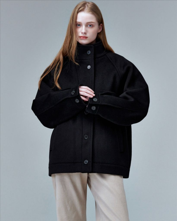 마롭 울100% 코쿤 하프코트 블랙 새상품--2