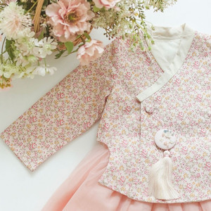 메리앤본 플라워 한복 당의 핑크꽃 90 (+튜튜,노리개,헤어밴드) 이미지