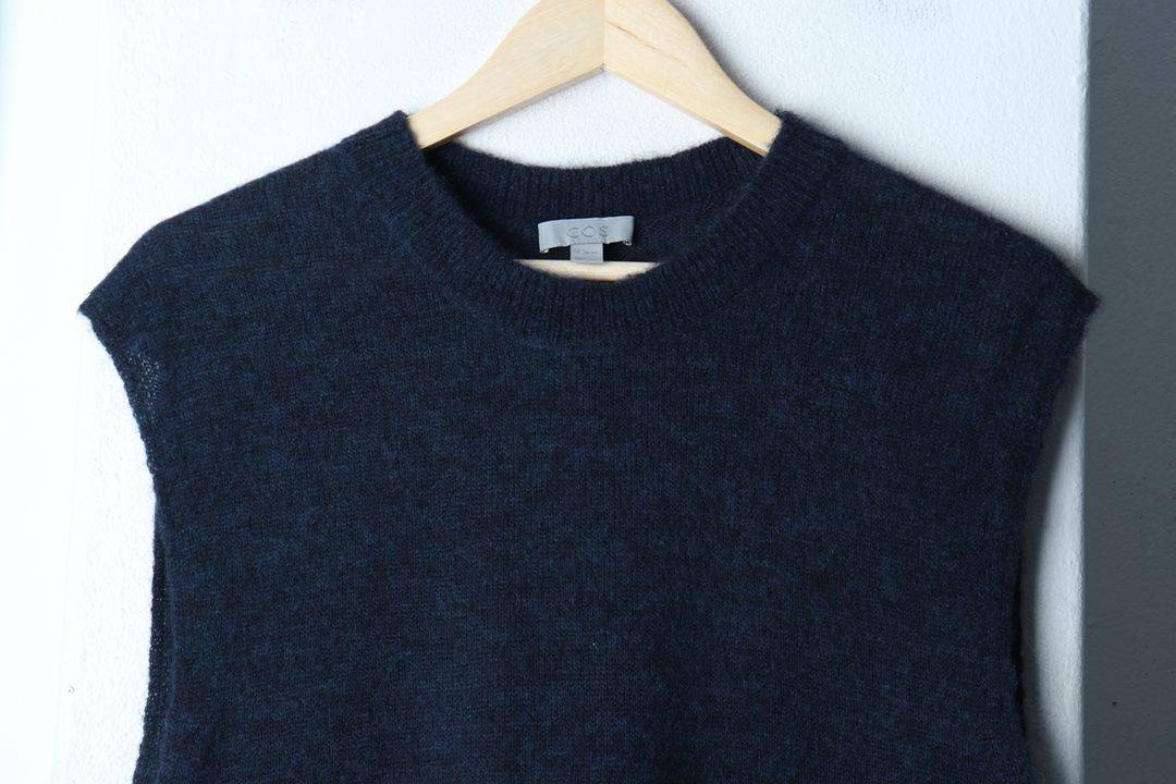 (L-XL) 코스 니트 조끼 루즈핏 블루 울--2