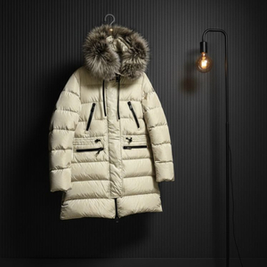 따뜻한 몽클 구스다운 여성 롱패딩 아이보리