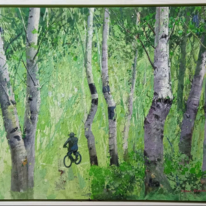 자작나무숲 사이로(유화)