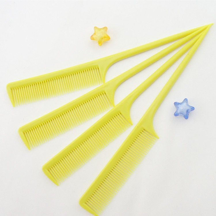 새 20개 노랑색 미용 꼬리빗 커트빗 컷트 브러쉬 헤어--1