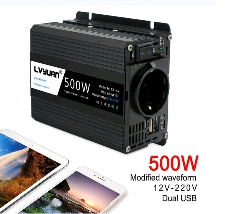 차량용 인버터 유사계단파 자동차 500W 새제품차량용 500W 인버터 새제품입니다. 차량에서 전자기기를 편리하게 사 이미지