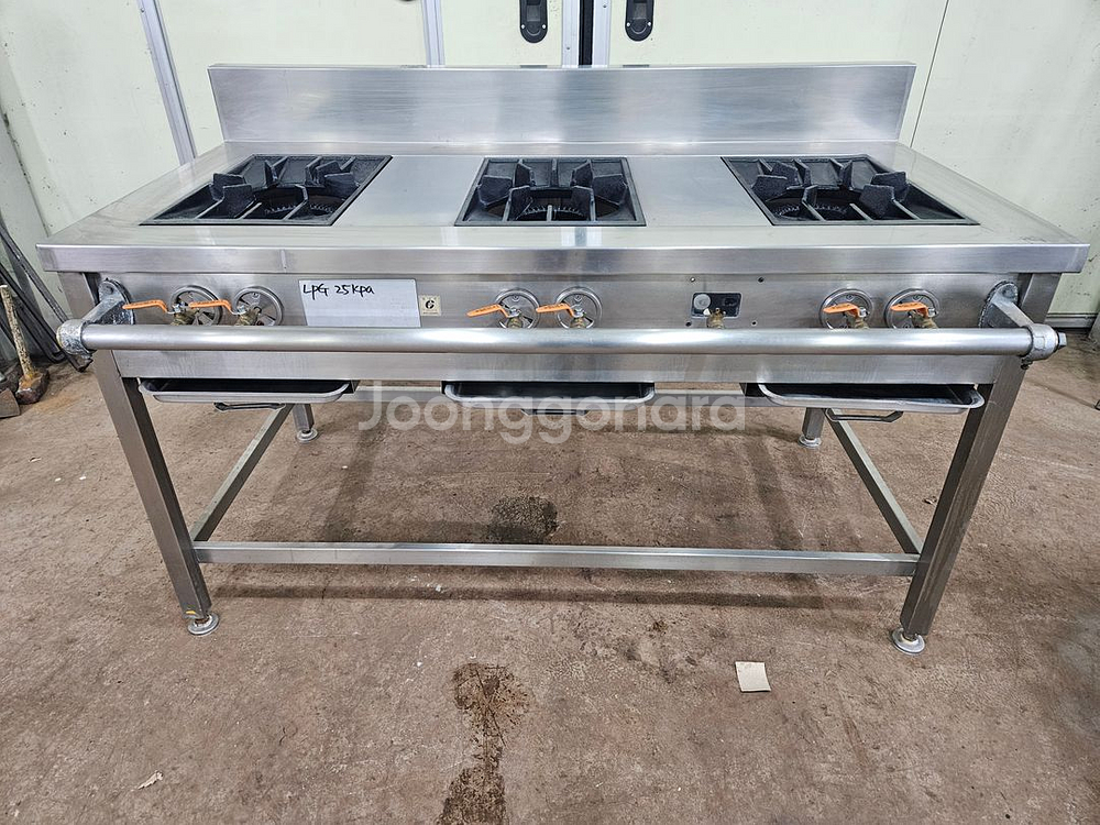 업소용 3구 가스레인지 간택기 화구 버너 가스 전판 철판 그리들 부침기--2