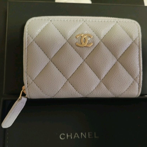 샤넬 지퍼돌이 카드지갑 라이트그레이 /골드